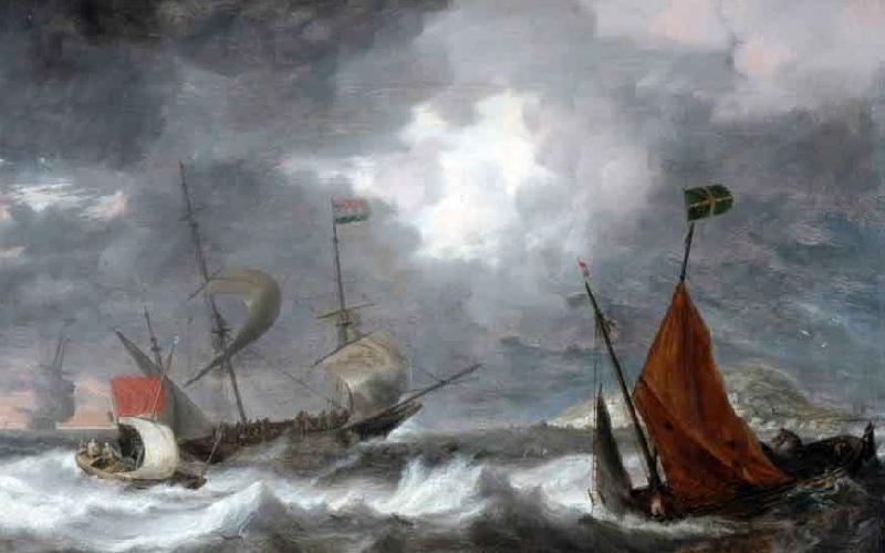Bonaventura Peeters Sea storm with sailing ships oil painting image
